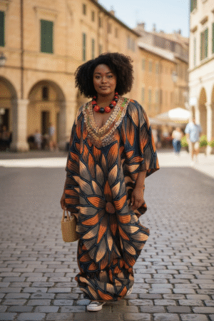 Elegant Boubou beaded neck Gown