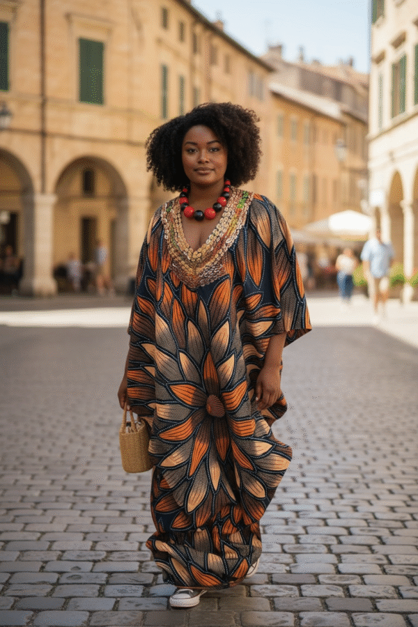 Elegant Boubou beaded neck Gown